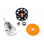 Spearfishing Speargun Reel Pelengas  Stanless Steel -Plastik with Side Exit Line (Black-Orange)